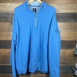 johnnie-O Mens Blue Quarter Zip Pullover Sweatshirt XXL Santa Monica CA Logo